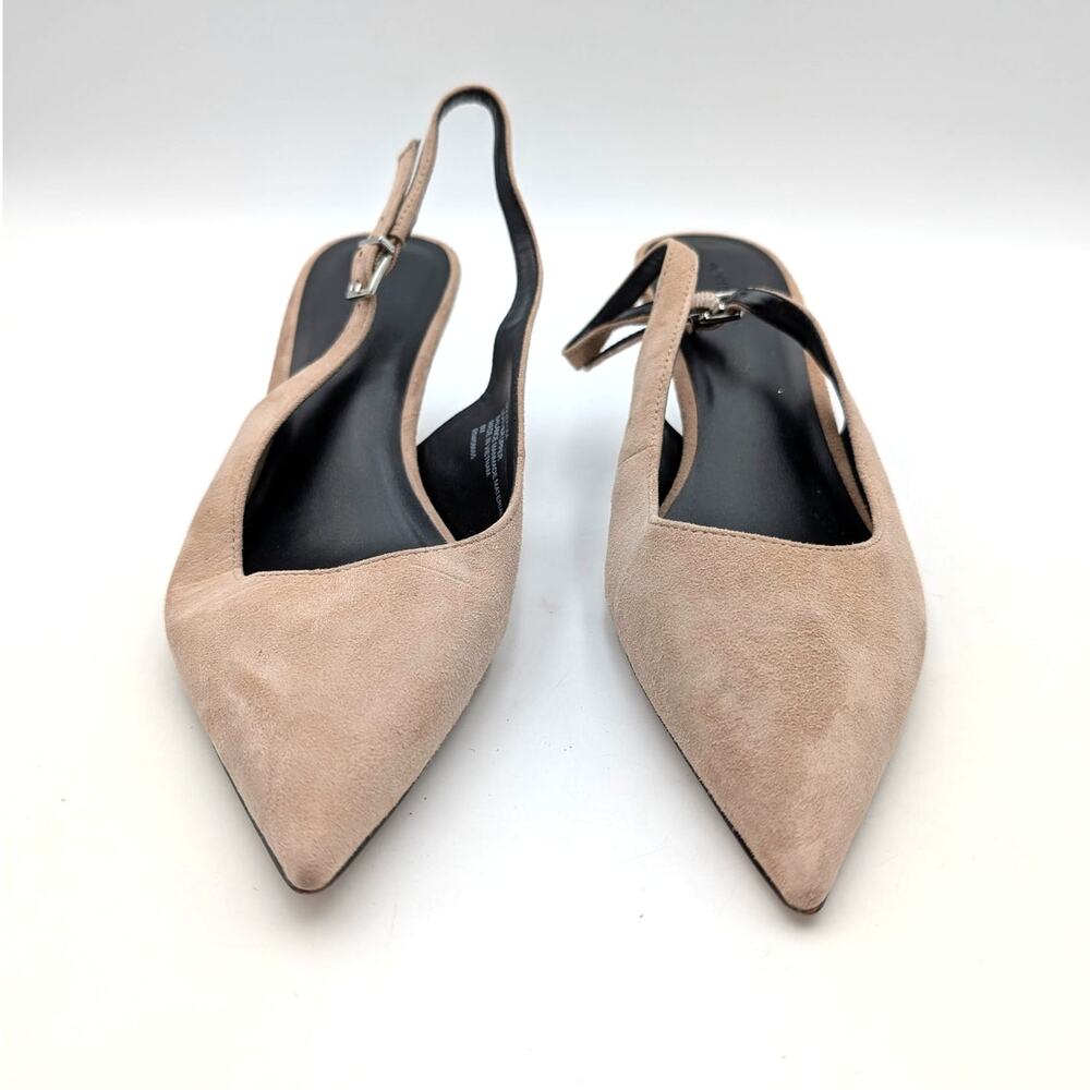 Nordstrom Liza Pointed Toe Kitten Heel Pump Women's Beige Size US8M EU38 - Picture 2 of 10